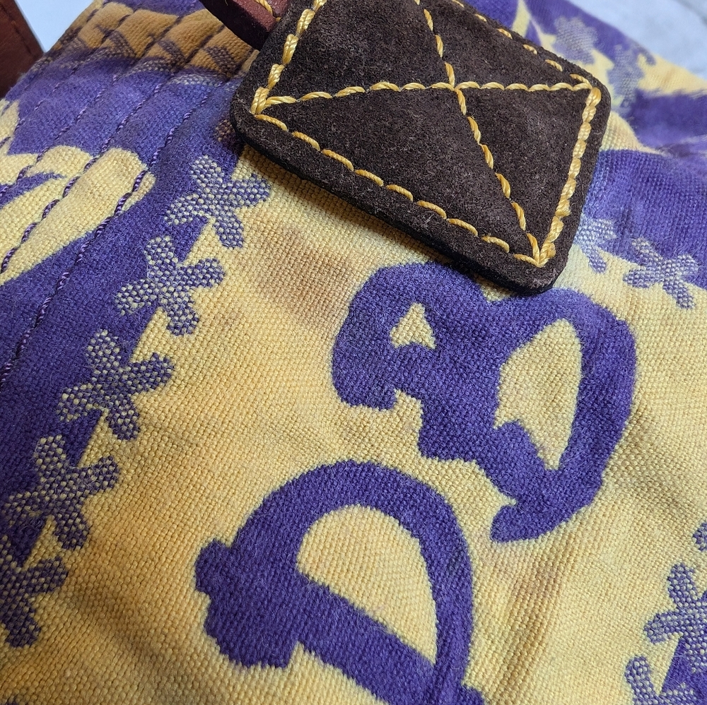 Patchwork Handbag With Brown Handles - image 7